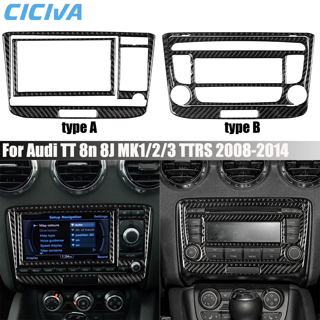 

Carbon Fiber Car Accessories CD Climate Panel Interior Cover Modified Trim Sticker For Audi TT 8N 8J MK1 MK2 MK3 TTRS 2008-2014