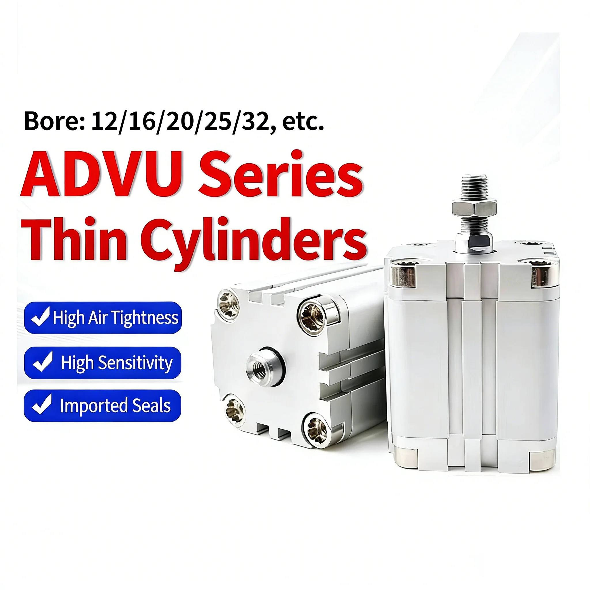 ADVUL-12 16 20 25 32 40 50 63 80-5 10 15 20 25 30 35 40 50 75 100 125 150 175 200-P-A FSQD Compact Cylinders ADVUL Series