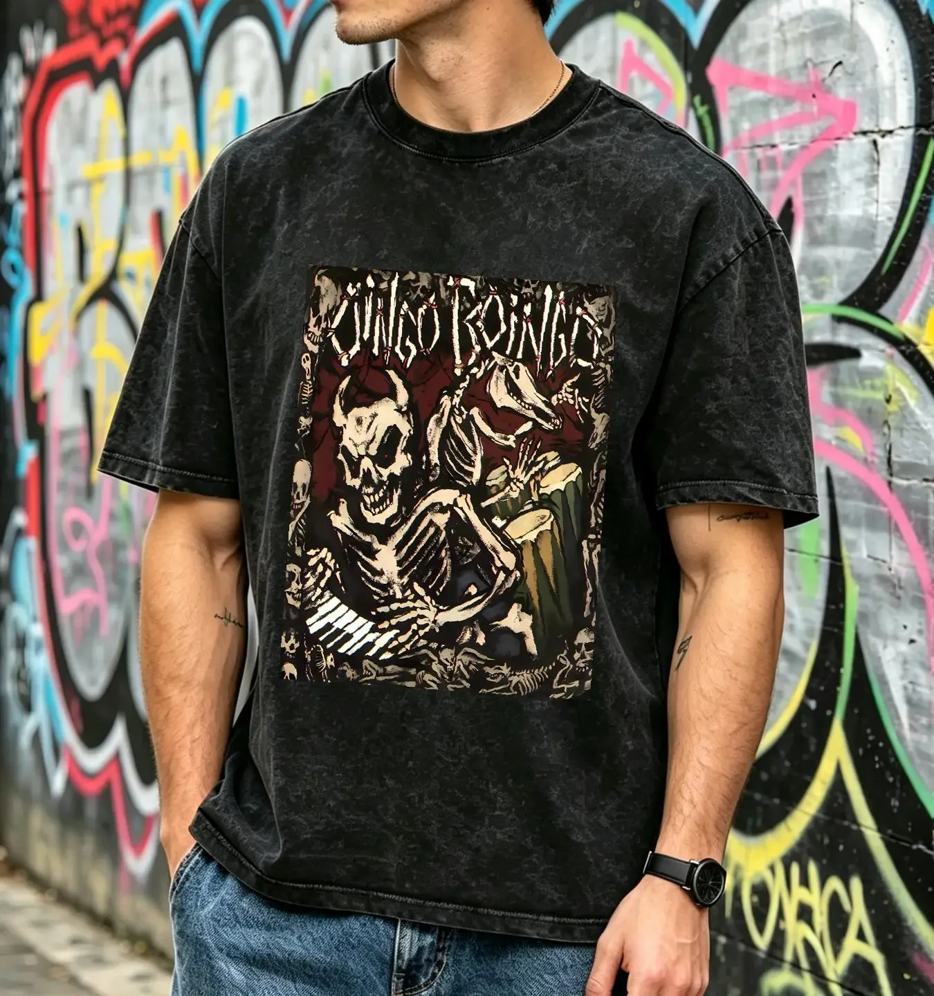 washed T Shirt New Oingo Boingo Country Music All Size vintage Washed designer clothes Versatile Casual Stylish Soft