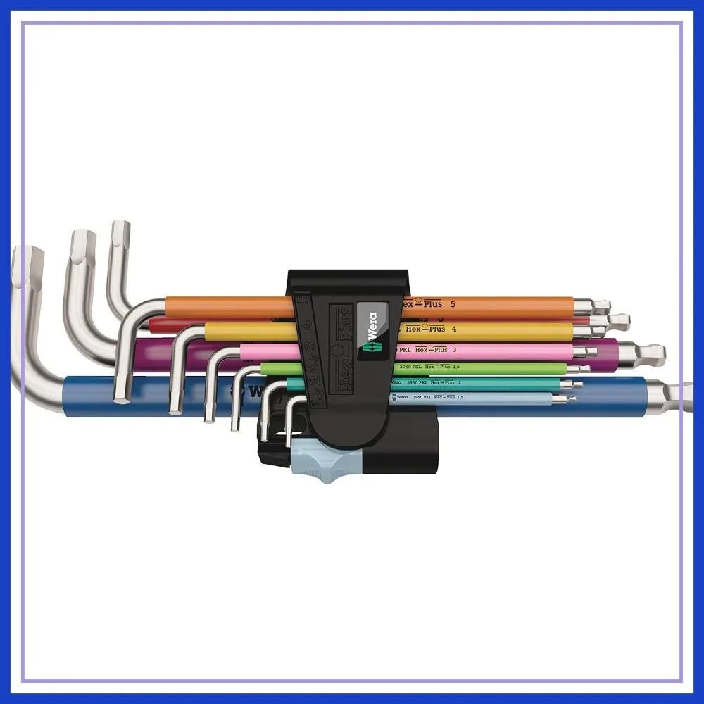 

9-Piece Stainless Steel L-Key Set Metric Hex Key Wrench Kit