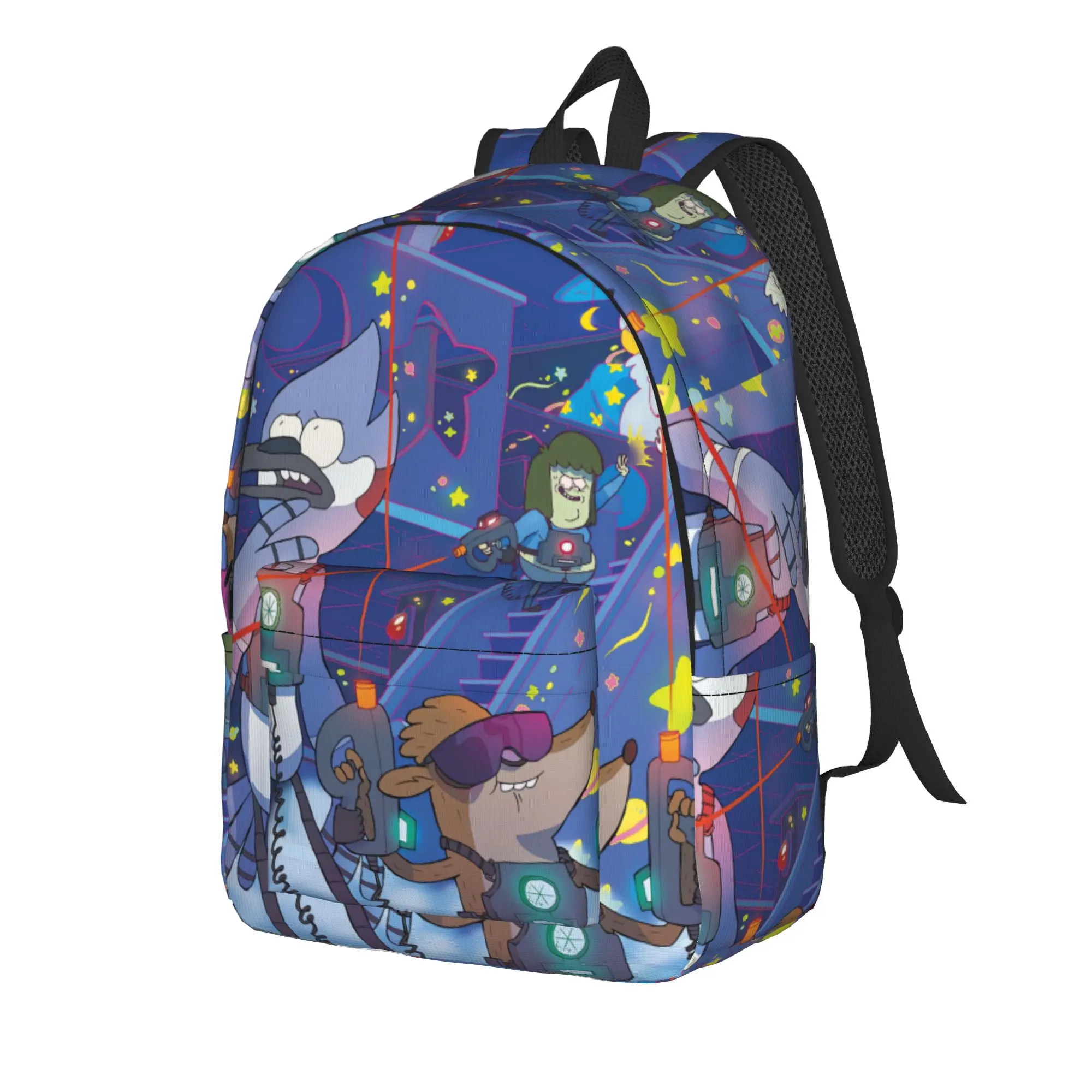 Mordecai And Rigby Regulars Shows Backpack  Girl Polyester Workout Backpacks Breathable Modern School Bags Rucksack