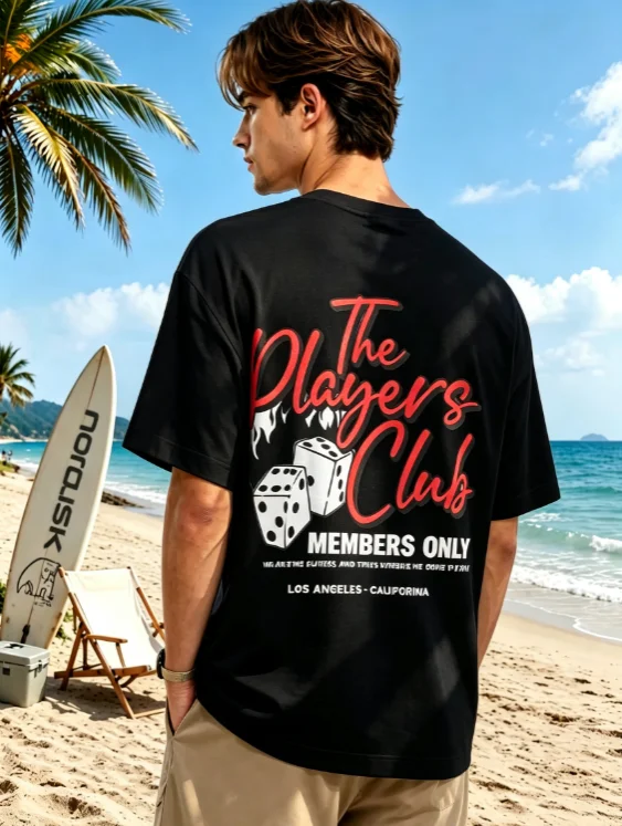 2026 New West Coast Family Matching Unisex Oversized T Shirt The Players Club Dice Back Print Los Angeles Streetwear Tee
