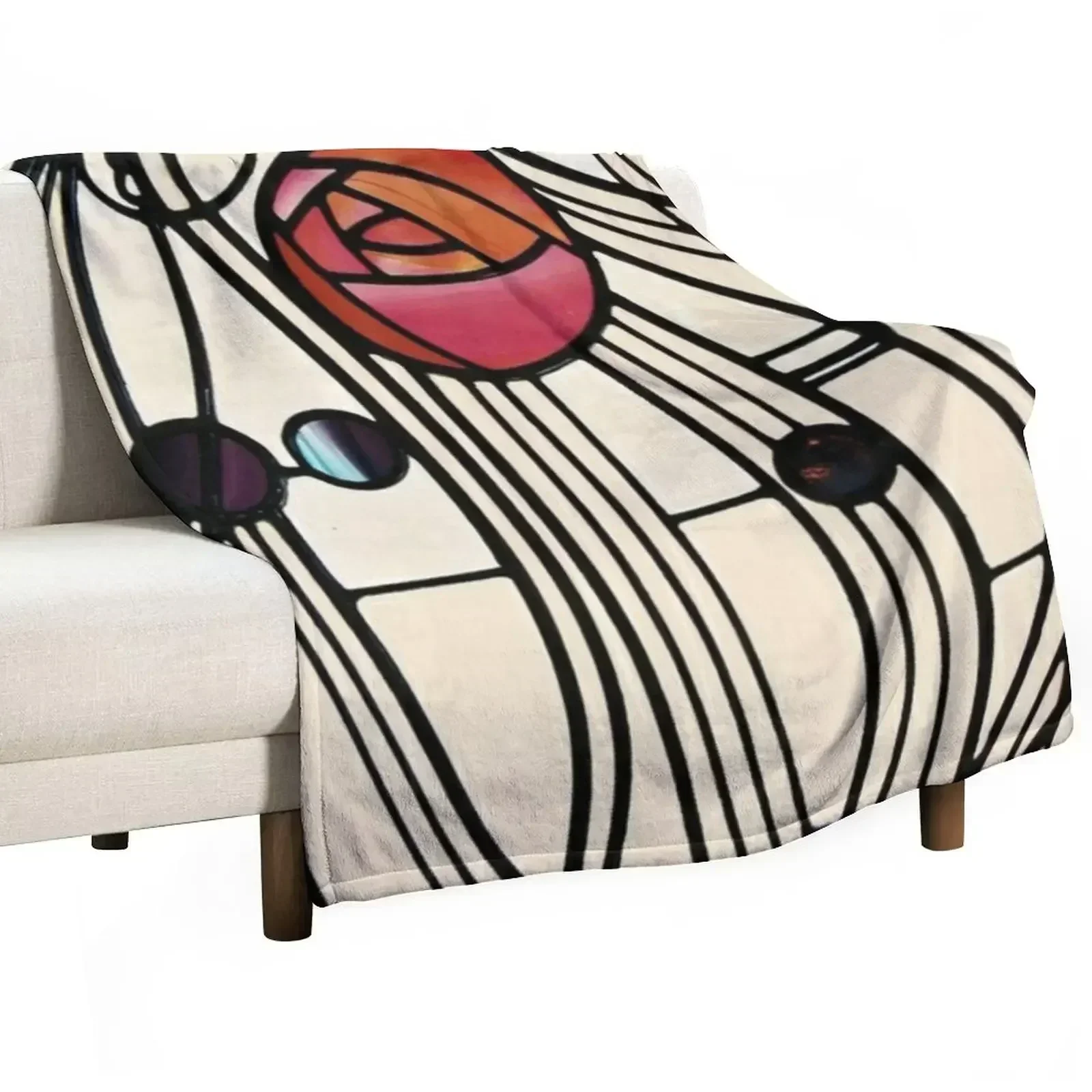 

Charles Rennie Mackintosh design Throw Blanket Decorative Beds Flannel Fabric Vintage Thermal Blankets