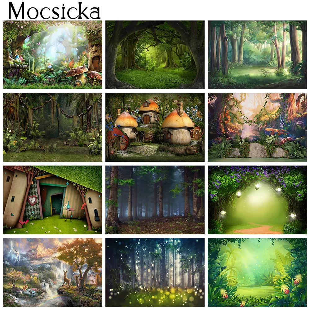 Spring Forest Photography Backdrops Children Portrait Photo Wallpaper Fairy Tale Wonderland Decoration Studio Photo Background