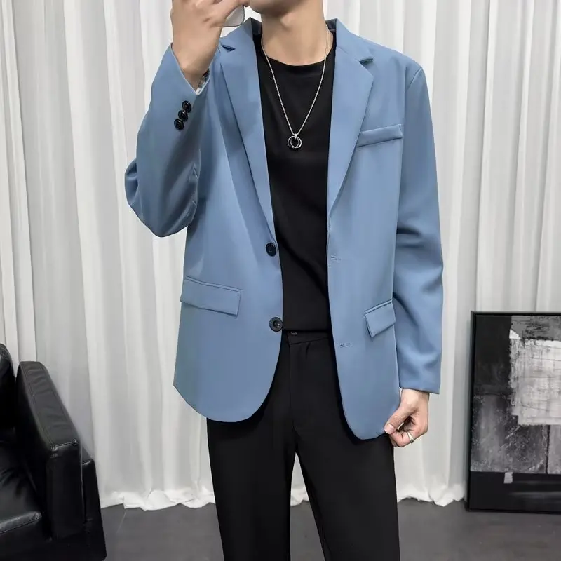 Advanced Ice Silk Long Sleeve Men's Suit Casual Lightweight Short Sleeve Summer Thin Single West Trendy Youth Vitality Style