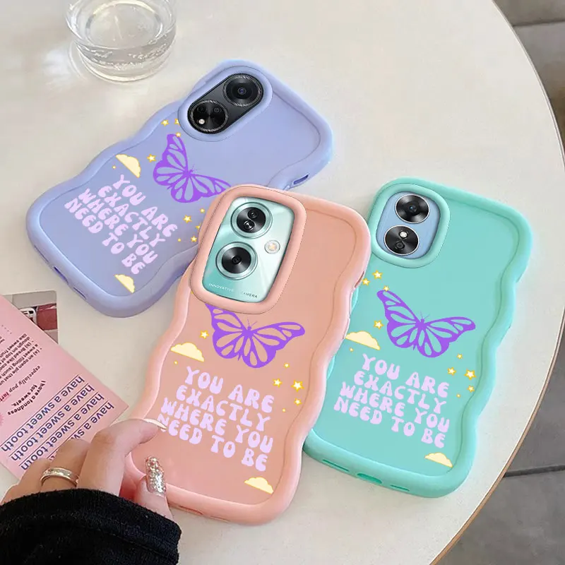 Butterfly Fashion Phone Case for OPPO A16K A17 A38 A57 A58 A60 A76 A58 A78 A79 A98 4G 5G Soft Coque Cover Protect Shell Girl