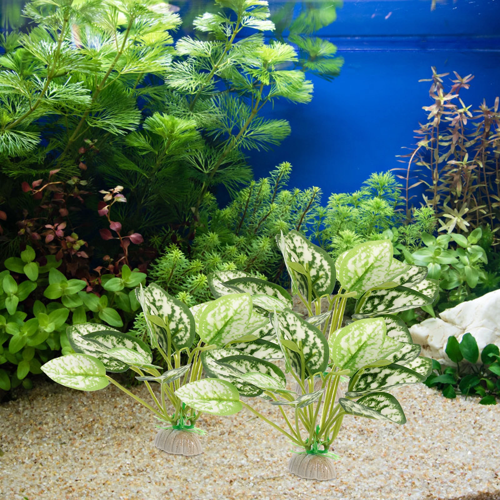 

6 Pcs Artificial Aquarium Plants Lifelike Water Grass Decorations Fish Tank L scaping Home Decoration Green Realistic Pet