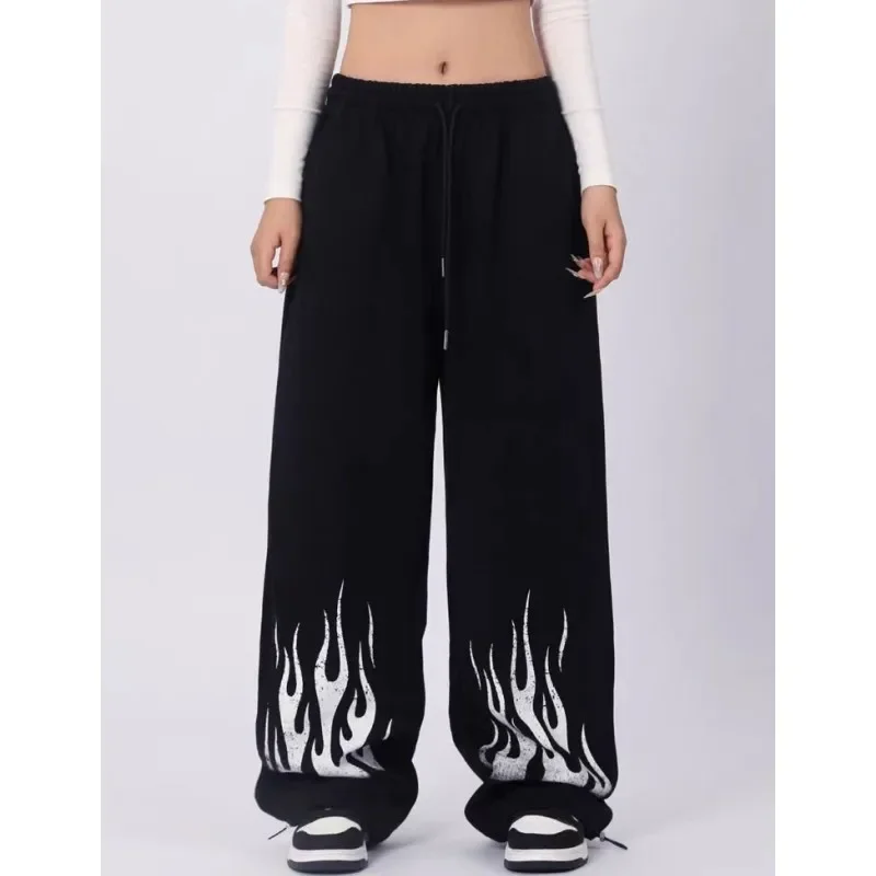 Europeans American Wide Leg Pants Women Gothic Style Print Trendy Pants for Women Summer 2026 New All-match Trousers Woman