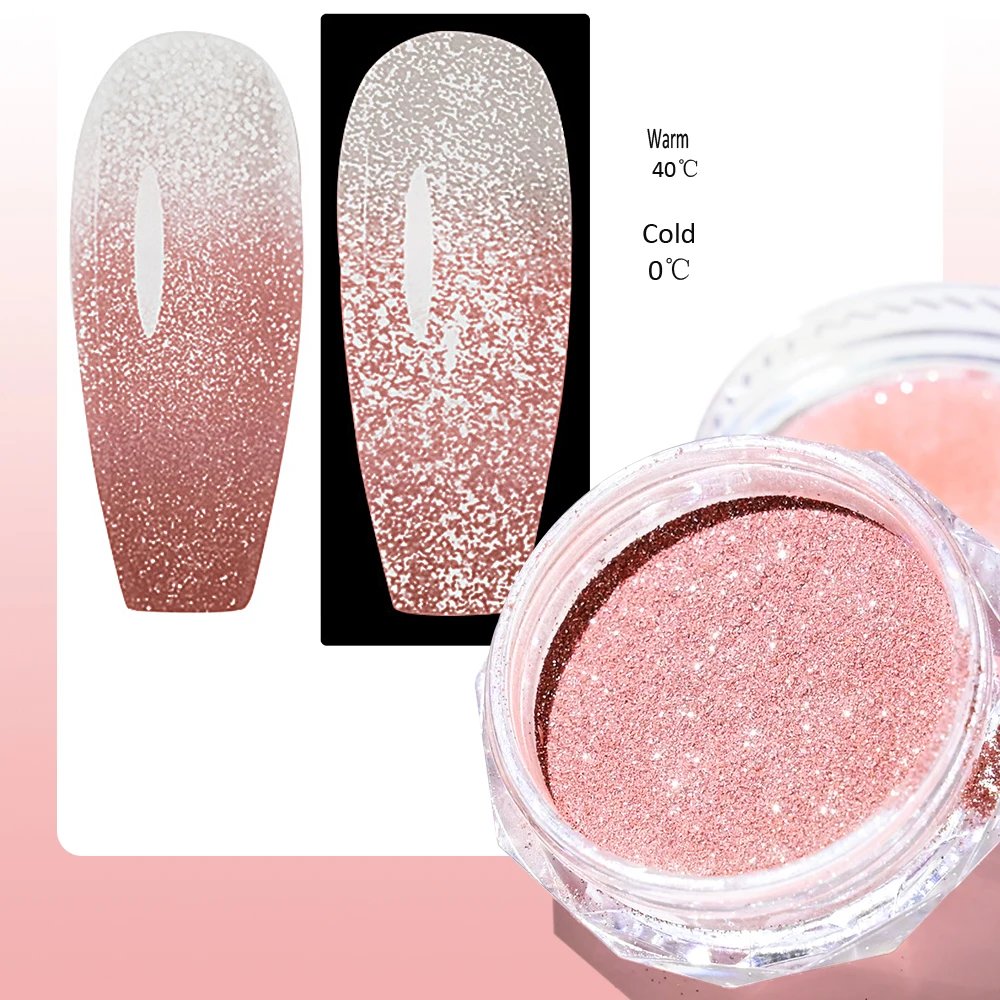 1 Kavanoz Yansıtıcı Termal Tırnak Tozu Holografik Sıcaklık Rengi Değişen Krom Pigment Tozu Nail Art Glitter Manikür Çıkartmaları