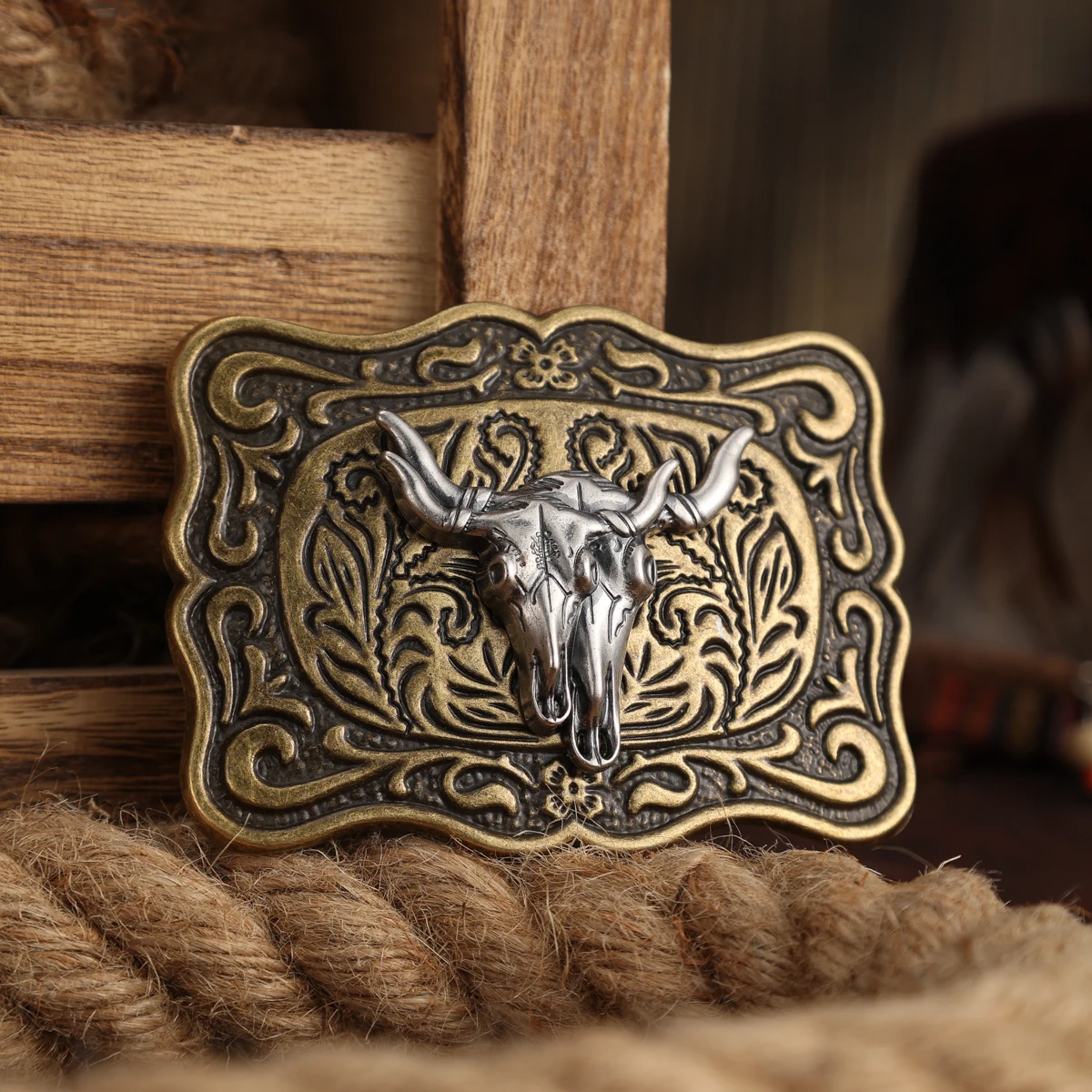 A Belt Buckle Head - A Western Cowboy-Style Belt Buckle Head - A Metal Buckle Head view 6