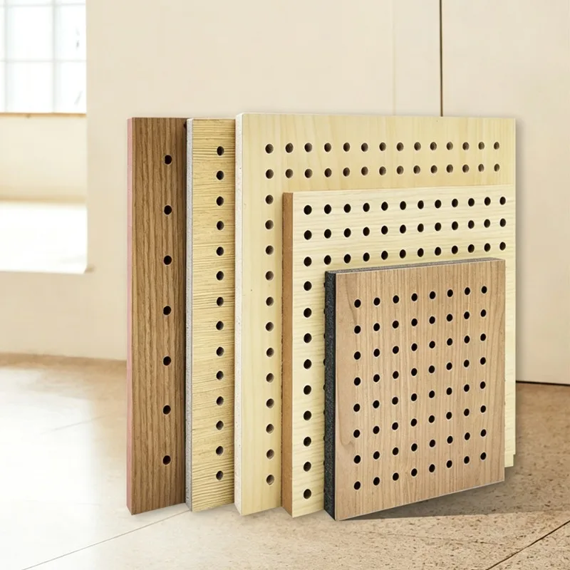Wood Perforated Acoustic Panels Sound Insulation Wall Ceiling Tiles for Studio Meeting Room Cinema Decoration
