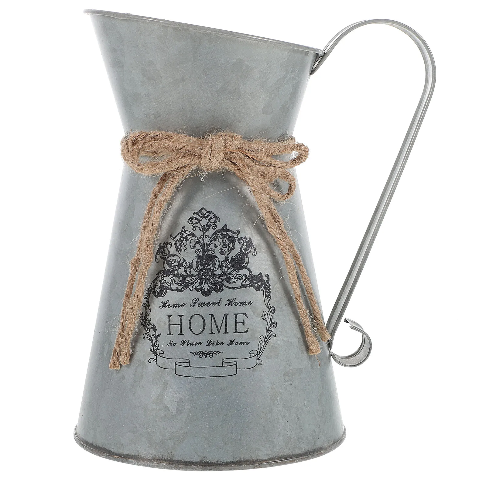 

Vintage Iron Flowerpot Retro Home Decor Plant Bucket for Dried Flowers Silk Bouquet Arrangement Vase Metal Planter