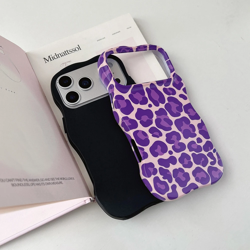 Modische 2-in-1-Handyhülle mit Leopardenmuster für iPhone 13 14 15 16 17 18 Pro Max, Wellenkanten, angenehme Haptik, harte, schlanke Hülle – Detail 9