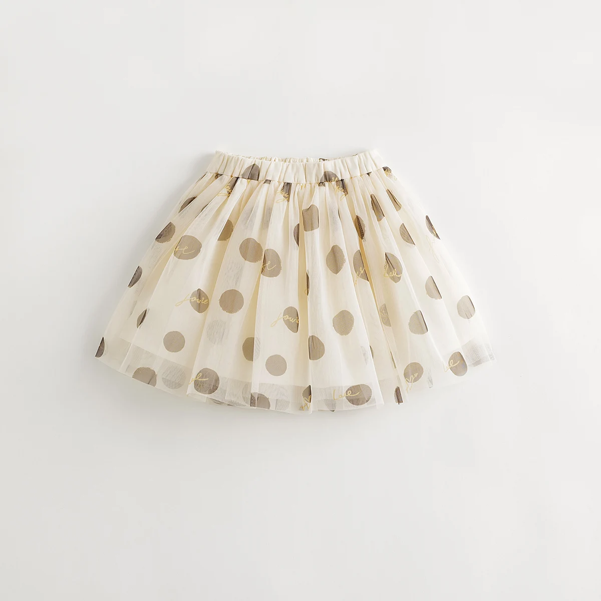 

MARC&JANIE Girls Mocha Polka Dot Sheer Mesh Skater Skirt for Summer French Series 240732