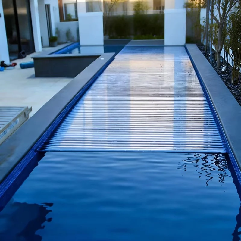 Automatic Electric Slatted PC Pool Cover, Retractable Polycarbonate Safety Cover Custom Size for Household Outdoor Pool