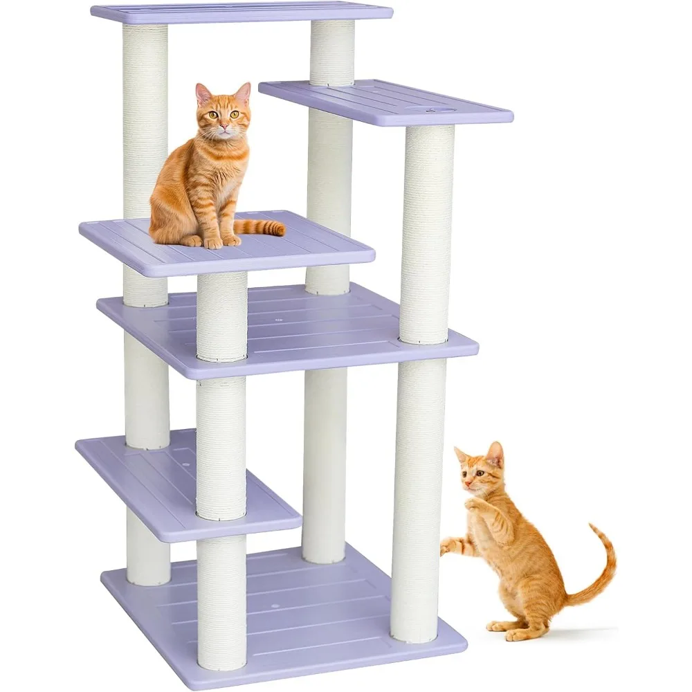 5 Level Cat Tree for Outdoor and Indoor Cats,Large Cat Tower with Scratching Posts 46 inches