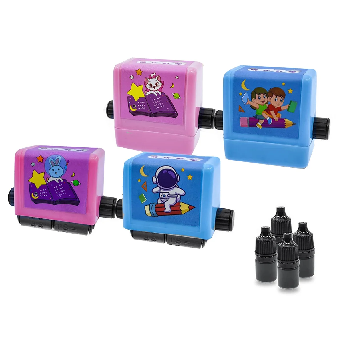 4 Pack Roller Stamp for Kids School Home Practice Teaching Supplies Within 100 Learning Tools