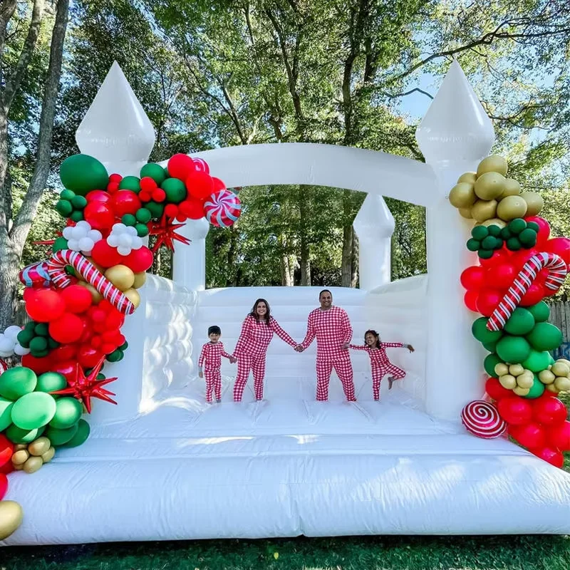 

Inflatable White Bounce House with Ball Pool&Blower PVC Jumper Bouncy Castle for Kids Birthday Wedding Party