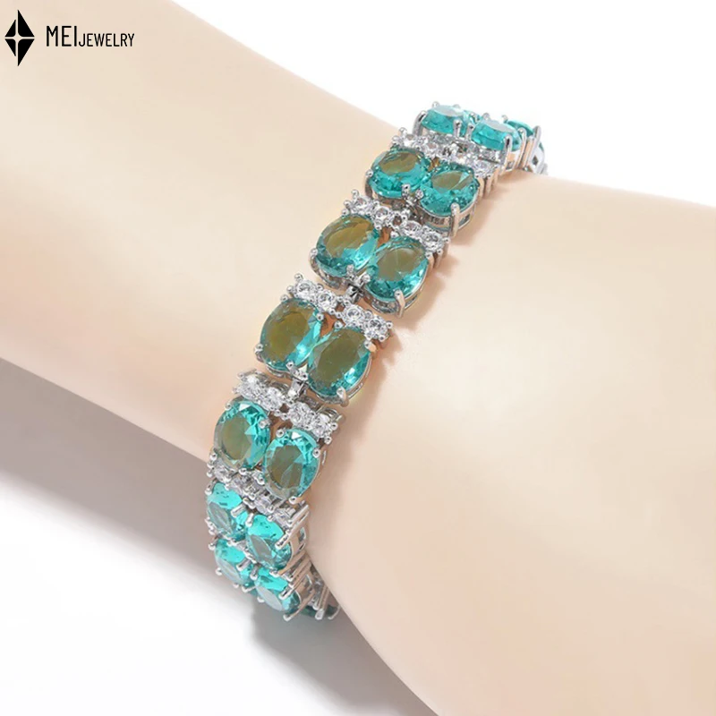 

Wholesale Fashion Sapphire Blue Double Row Cubic Zirconia Bracelet Women