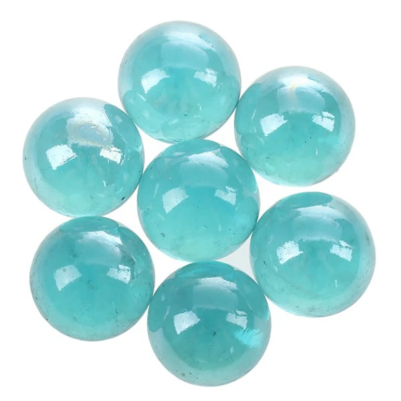 20 piezas de canicas de vidrio de 16mm, bolas de cristal Knicker, juguete de pepitas de Color, azul y transparente