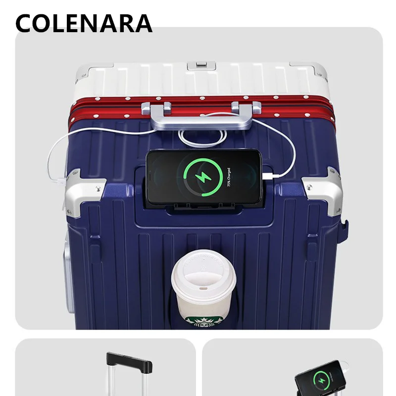 COLENARA Aluminum Frame Suitcase Large Capacity Trolley Case PC Boarding Box 20