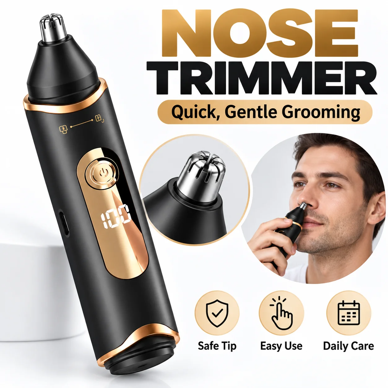 Men'S Grooming Nose Hair Trimmer - 3-in-1 Electric Trimmer for Men, Body