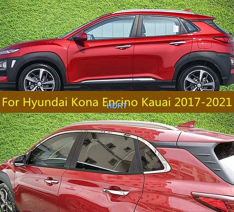 

Stainless Steel Door Glass Window Pillar Middle Column Strips Trim For Hyundai Kona Encino Kauai 2017-2021 Car Refit Accessories