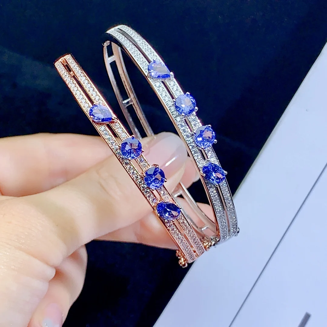 Natural Tanzanite 925 sterling silver high definition Bracelet Ladies Color beautiful exquisite special price free mailing