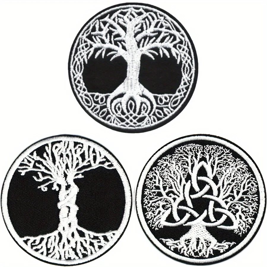 3PCS Norwegian Life Tree Iron-On Badges – Applique Patches for Men’s Clothing, Jackets, Hats, Backpacks, Shoes – Easy to Apply