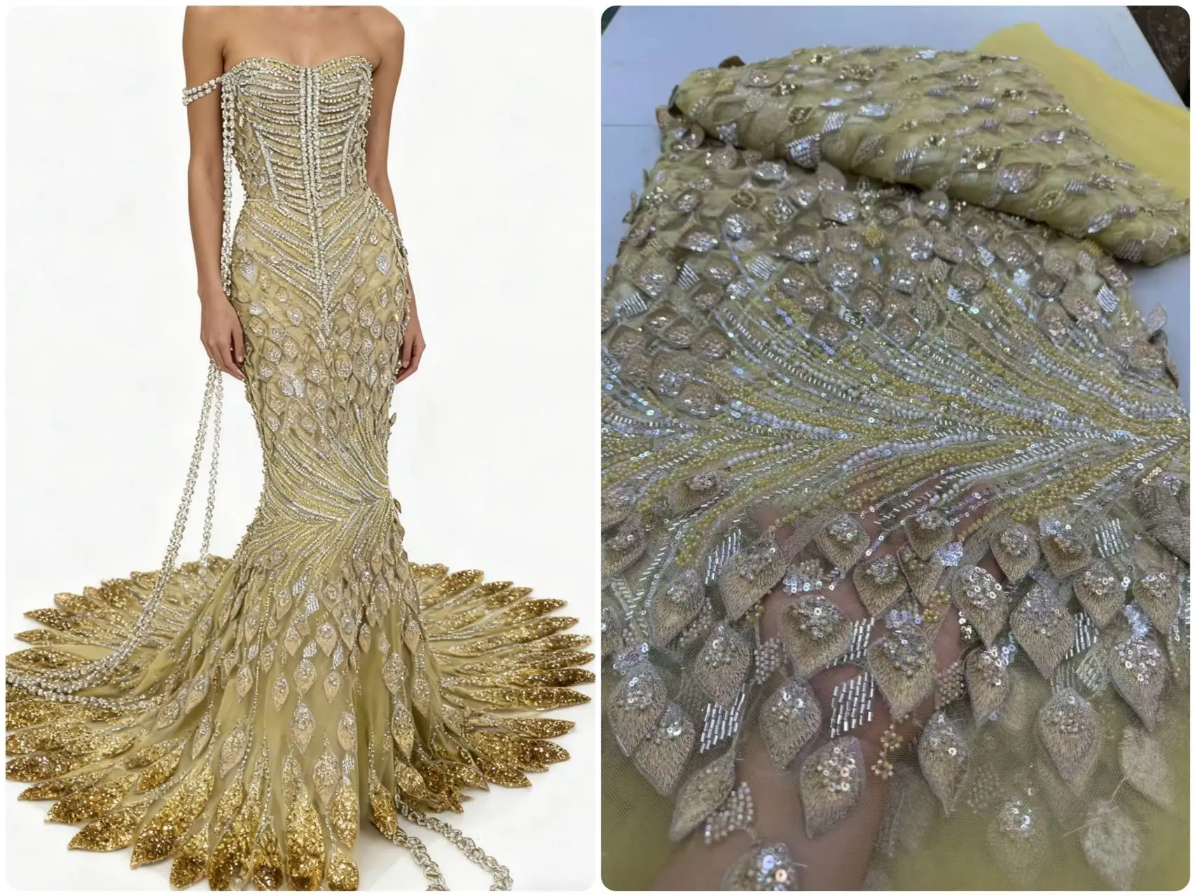 

Nigerian Sequins 2025 High-Quality Tulle Lace Fabric Embroidery African Net Cloth for Prom Dresses Beads 5 Yards JY495