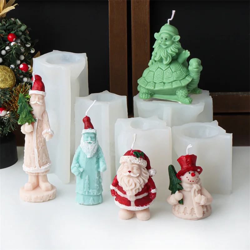 3d Santa Claus Schneemann Silikon Kerzen form DIY kreative Weihnachts dekoration handgemachte Heim dekoration Handwerk