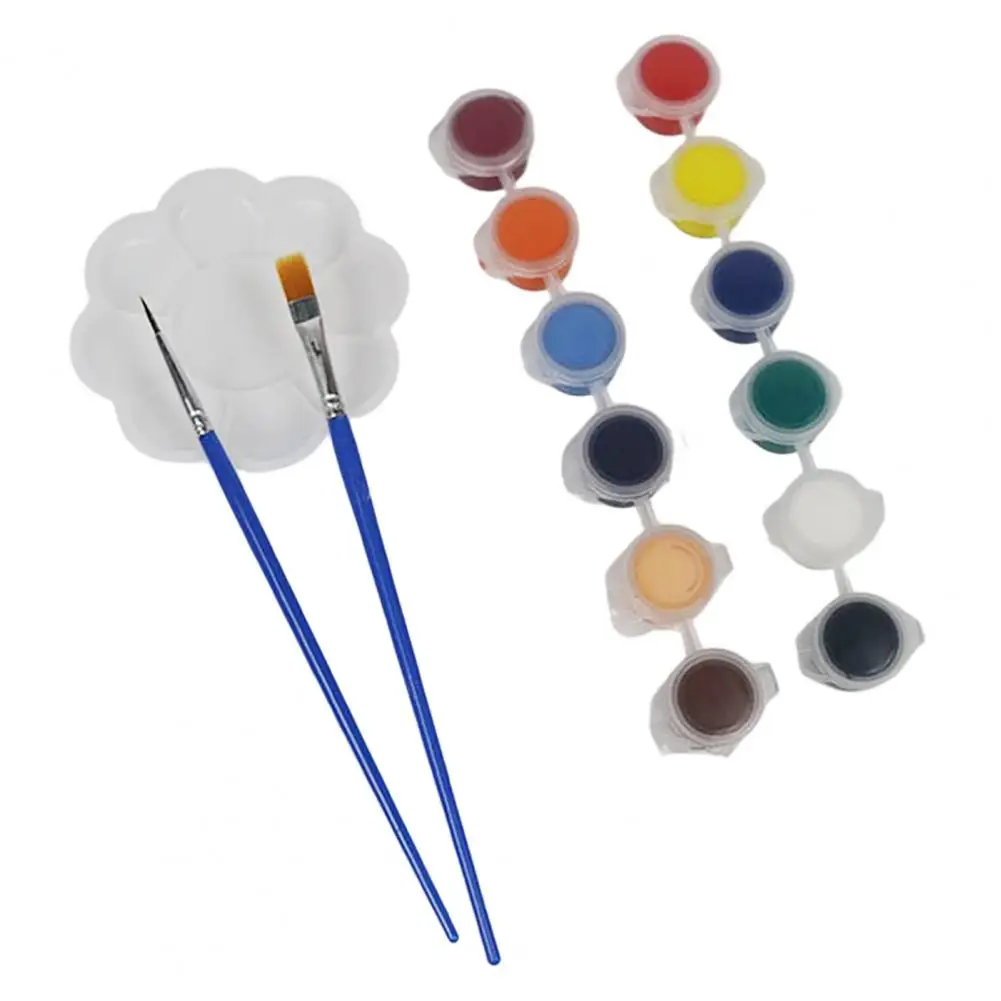 Professional Art Supplies 12 Colors Mini Acrylic Paint Set with Brushes Palette 2ml Paint Cups for Kids Adults Diy Craft