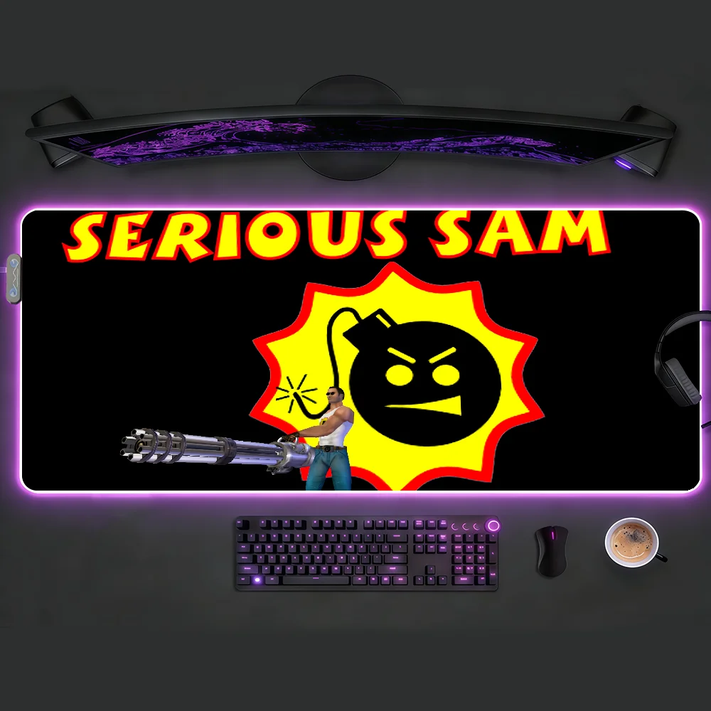 Serious Sam  Mouse Pad Waterproof RGB LED Light Colorful Game Keyboard Non-slip Cover Desk-mat Surface