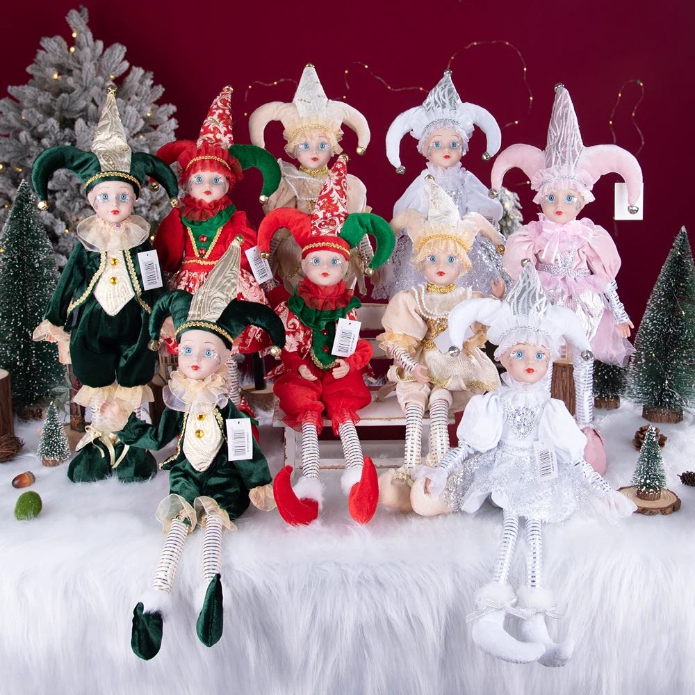 

Standing Sitting Elf Doll Party Holiday Gift Elf Doll With Hat Christmas Decoration Doll Bendable Navidad Home Decor Best Gifts