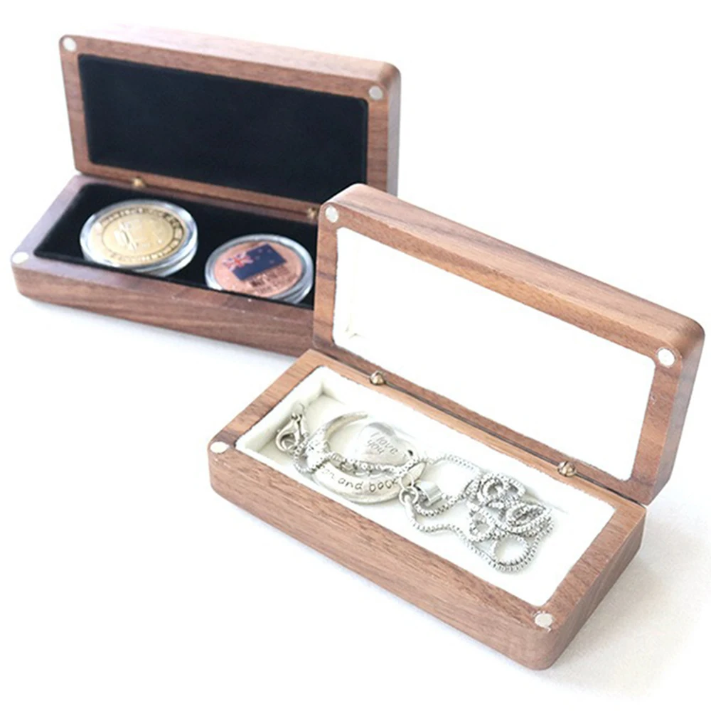 Long Flip Cover Collection Storage Box Dustproof Portable Commemorative Coin and Medal Packaging Box Corsage Gift Wooden Box