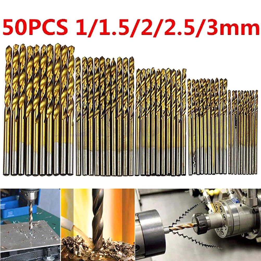 

50pcs Drill Bit Set Silver Plastic Aluminum Copper Steel Ferrous Titanium Hardened Stainless