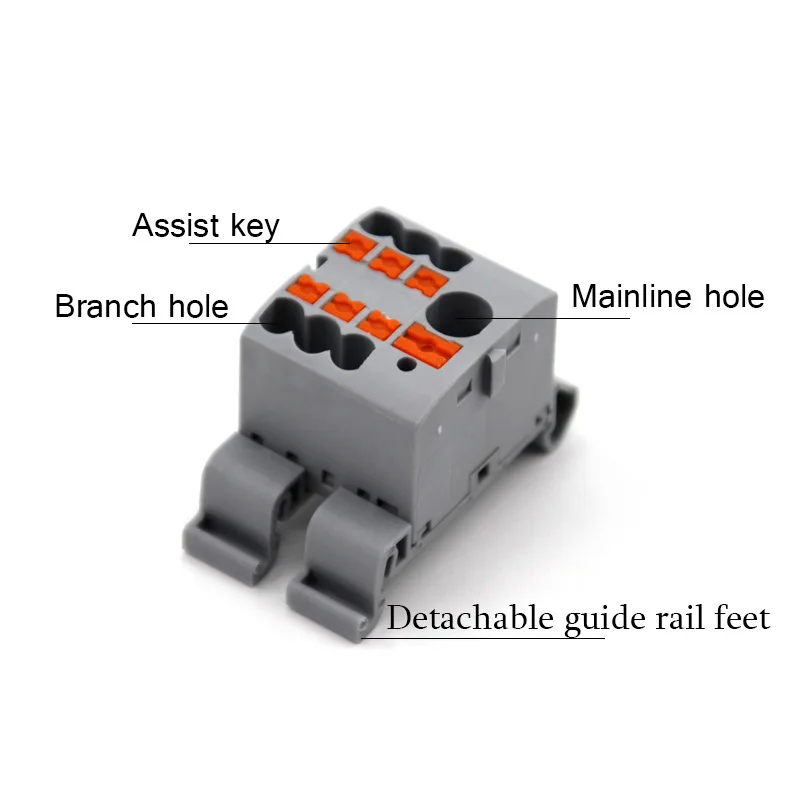 1PC One In Multiple Out Terminal Block Junction Box 225 Series Wire Electrical Connectors Plug-in Spliceable Splitter Guide Rail