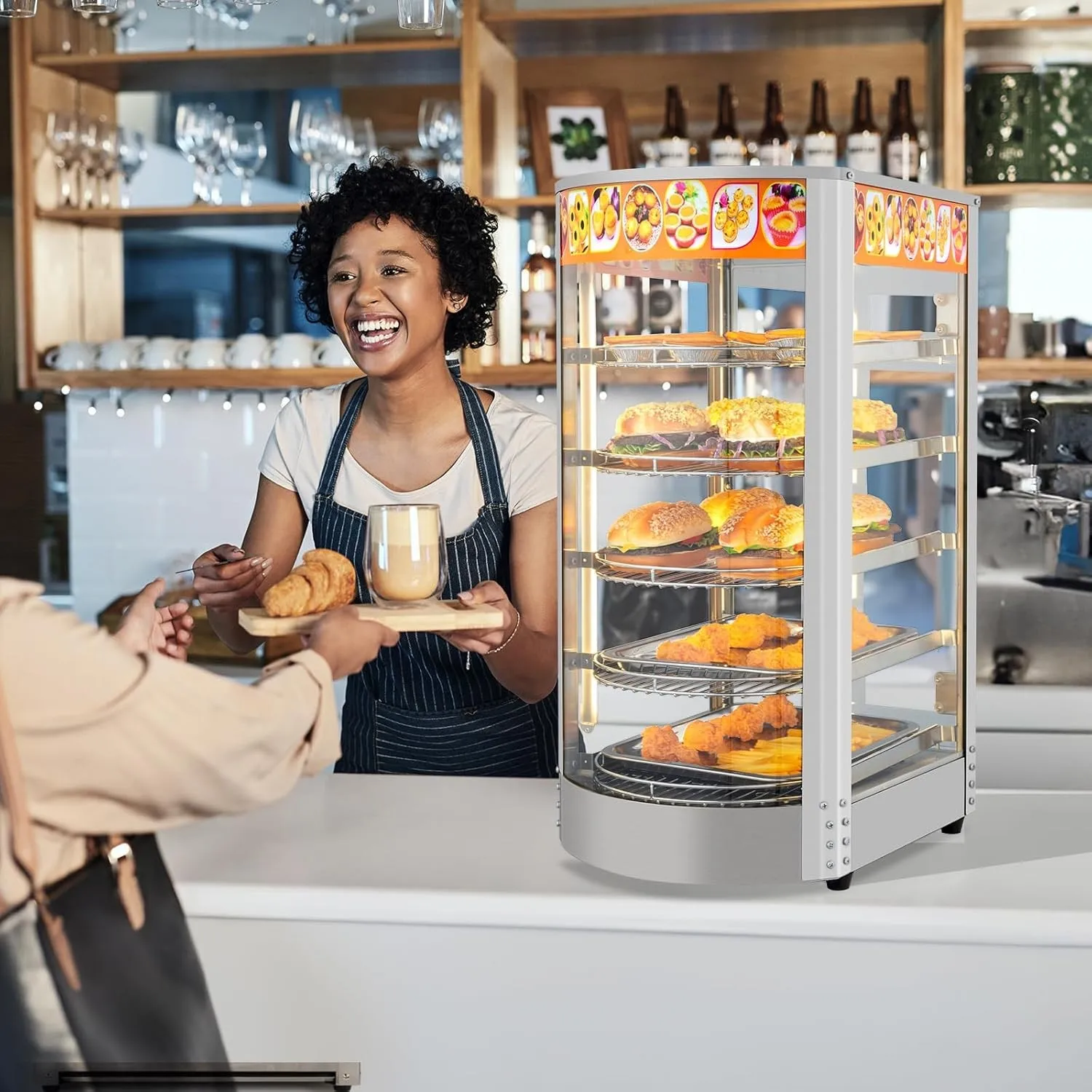 5단 음식 보온기 피자 보온기 카운터탑, 음식 보온 디스플레이 프레첼 보온기