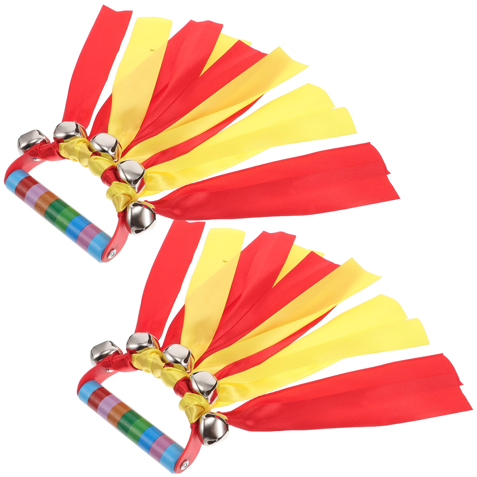Handheld Hand Bells For Kids Gymnastics Dance Ribbons Fabric Reusable Sturdy Secure Strap Portable Musical Party Props