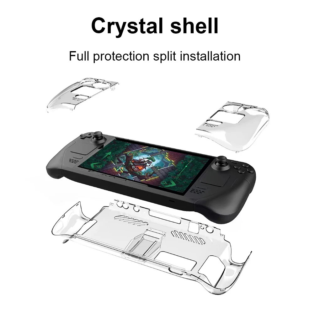 Hard PC Crystal Clear Protective Cover Accessories Transparent Game Console Shell Housing Detachable with Support for Steam Deck
