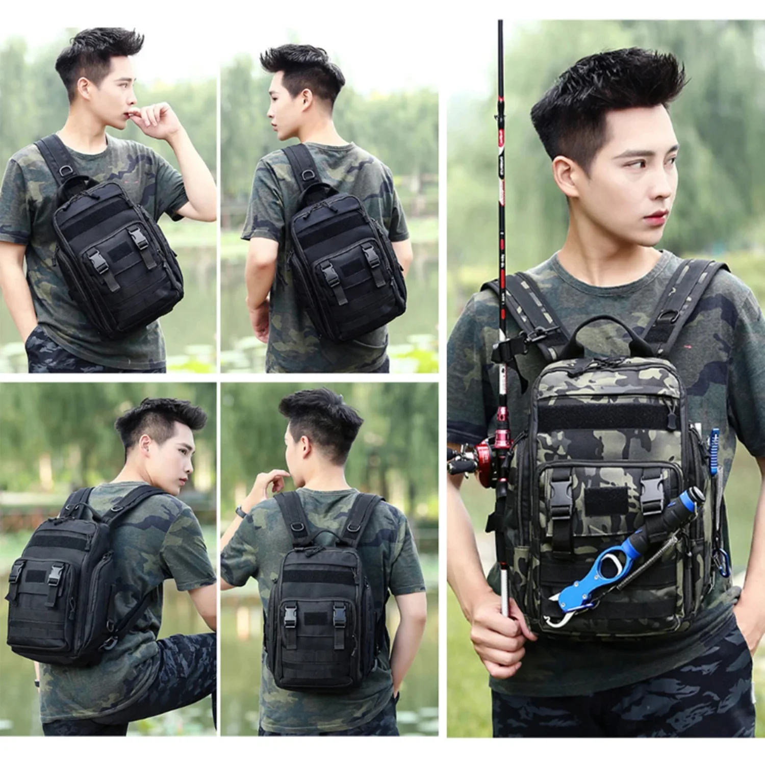 Fishing Tackle  Backpack Tactical Waterproof Multifunctional Single Shoulder Military  Pack Chest   Fishing  X178G