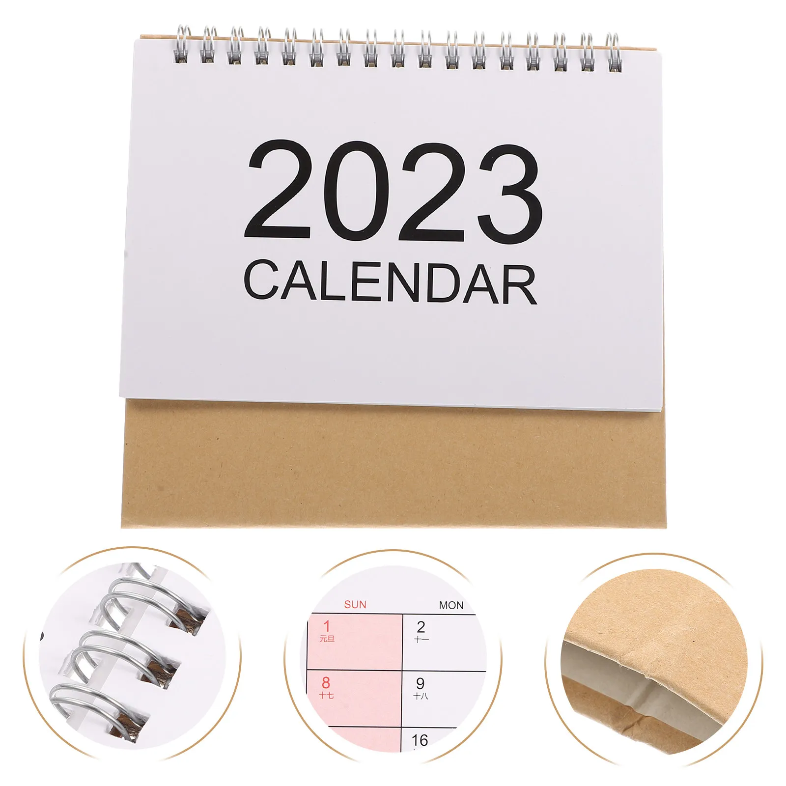 

Premium Paper Desk Calendar 2023 Twin-Wire Binding Perforated Pages Foldable Standing Flip Calendar for Home Office School Memo