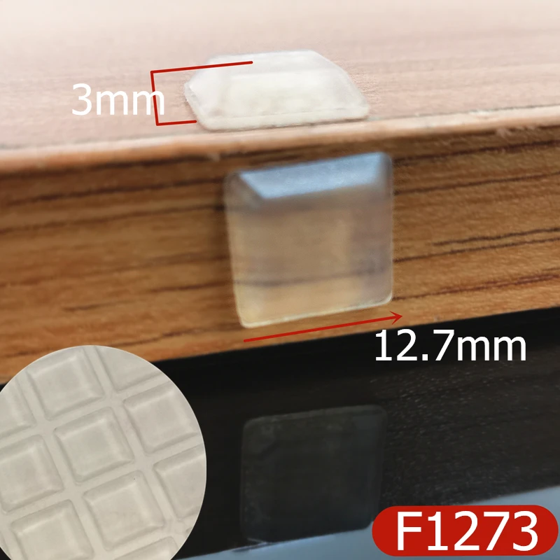 20 Grains 13x3mm Square Cabinet Door Bumper Self-adhesive Silicone Damper Pad Cushion for Kitchen Door Stop Furniture Hardware