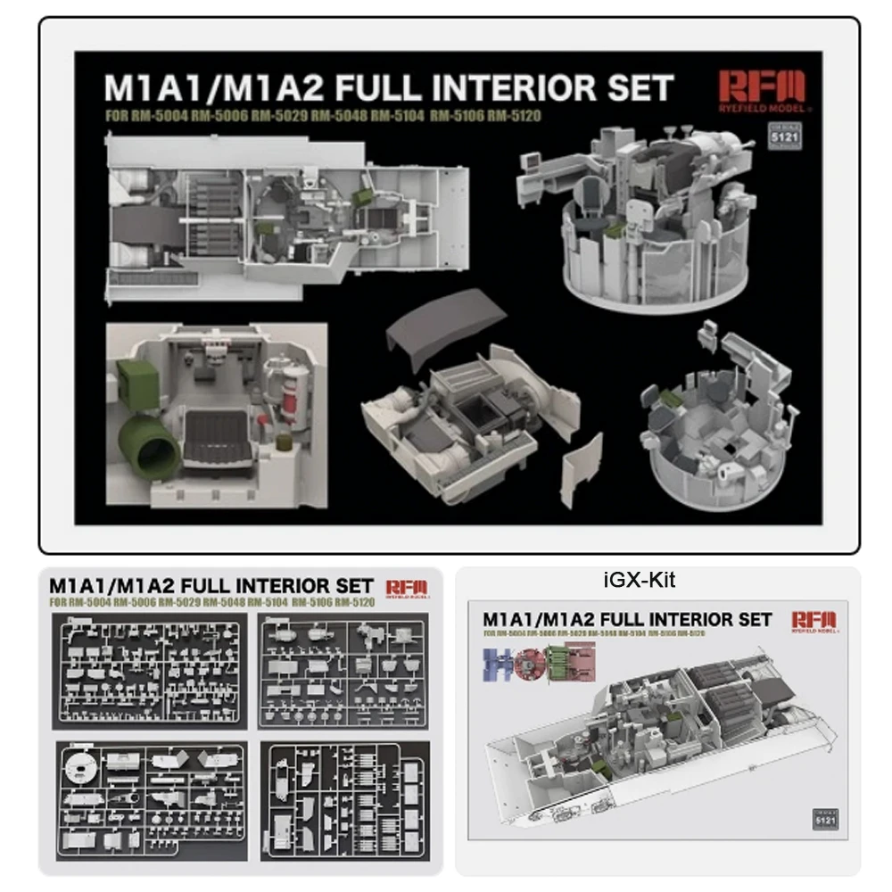 Rye Field 5121 1:35 Scale M1A1 M1A2 Abrams Tank MBT Full Interior Set Plastic Assembly Building  Model Kit