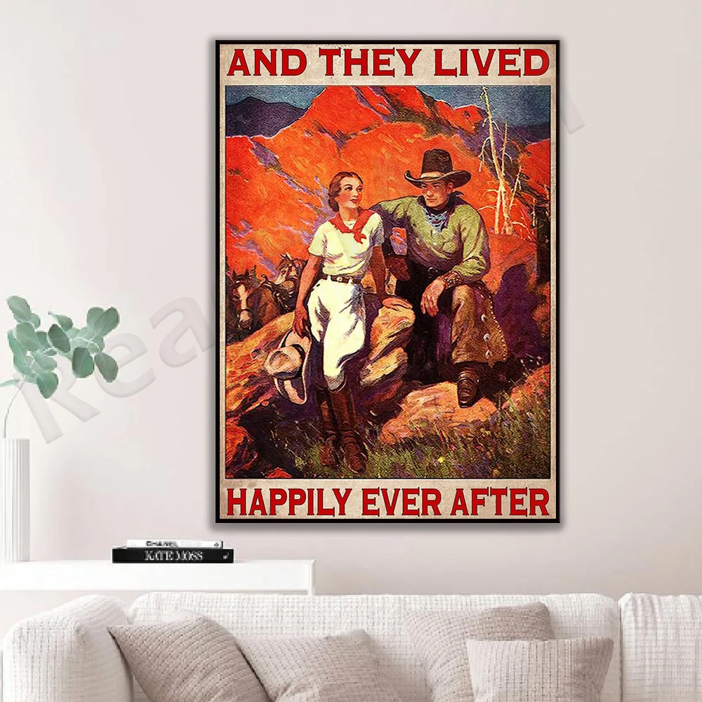 They live happily after poster, vintage poster for couple, best gift ever, gift for him, best gift