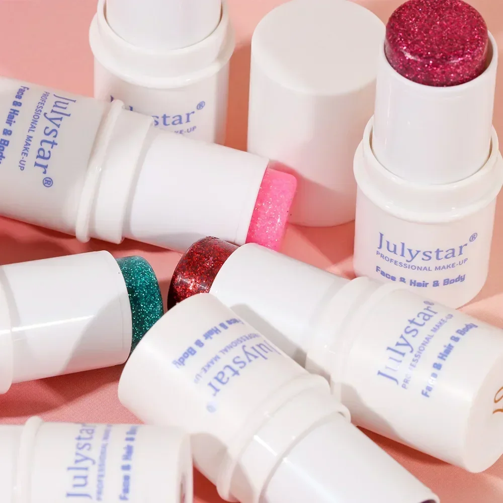 8-Farben-Körper-Pailletten-Stick, glitzernd, glänzend, wasserdicht, einfach aufzutragen, Multifunktions-Pailletten-Gel, Nachtclub, Party, Bühne, Make-up-Stick, 5 g