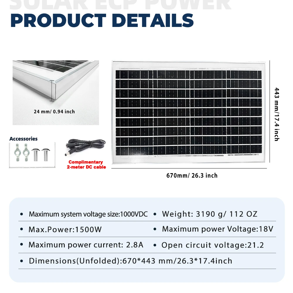 [التوصيل خلال 2-8 أيام] SOECOPO 1500W لوحة شمسية محمولة من الدرجة A + 10BB خلايا 22 - 23% تصميم عالي الكفاءة مقاوم للماء RV