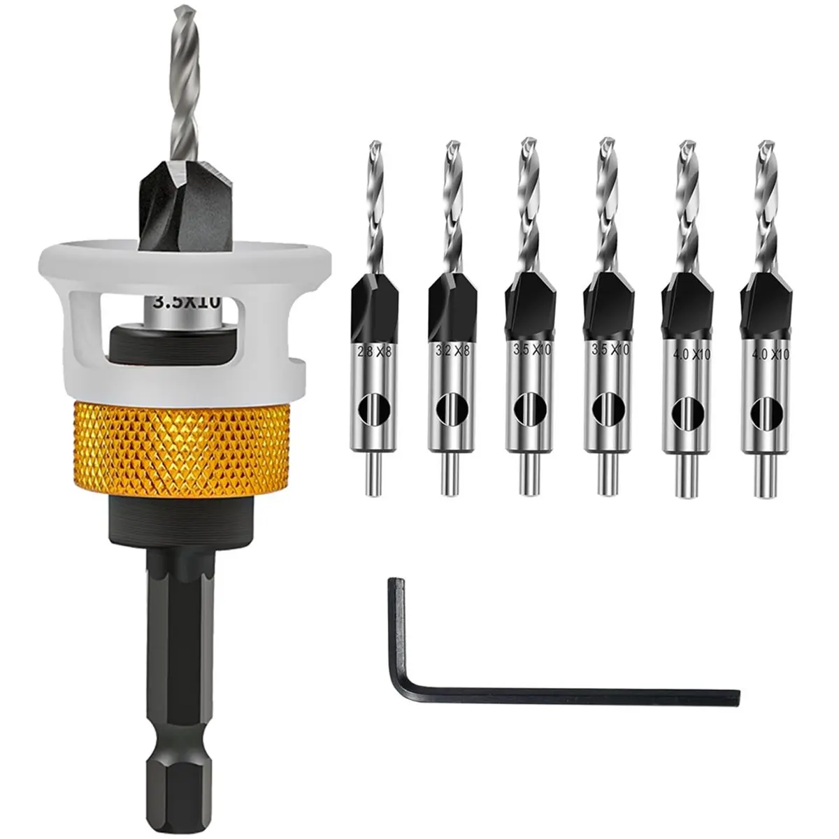 Best of 2026 7 Pcs Countersink Drill Bit Set ,Countersink Bits with Low Friction Depth Stop, Adjustable Wood Countersink Bit Set