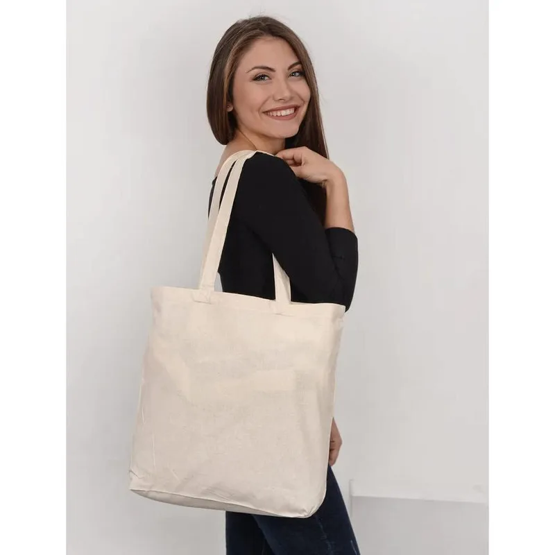 Blank Canvas Tote Wholesale Organic Natural Color Plain Bags For Shopping Handbag Decorating Heat Transfer Printing DIY Crafts