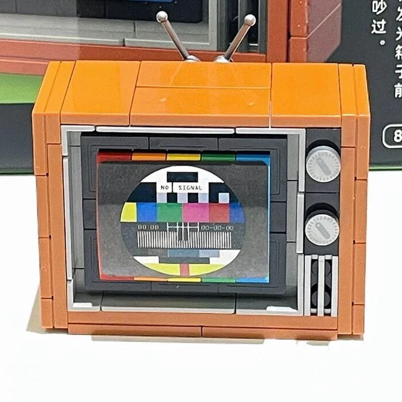 JAKI 8210 Retro Antique Color Television Antenna TV Set Machine 3D Model DIY Mini Blocks Bricks Building Toy For Children No Box